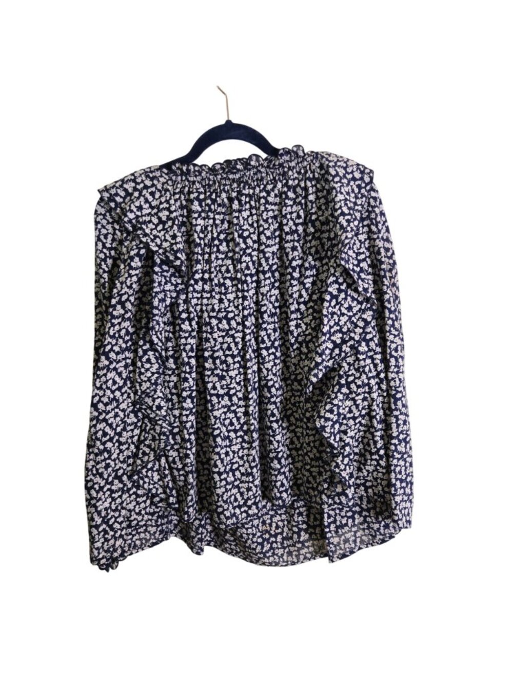 The Great The Song Blouse Navy Bohemian Ruffled Balloon Sleeve Size 2/M - Picture 3 of 14